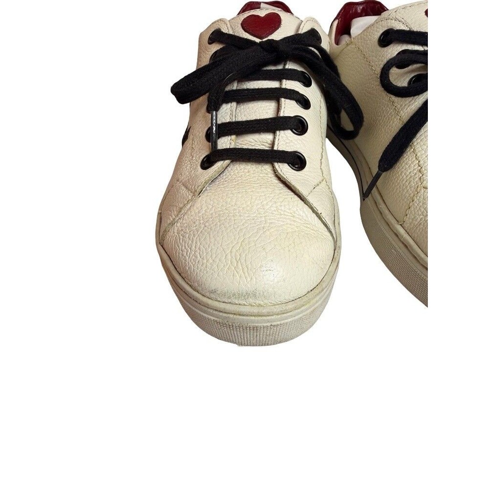 Brighton Loveme Cream Leather LOVE Heart Embroidered Sneakers Womens 6M - Picture 6 of 10